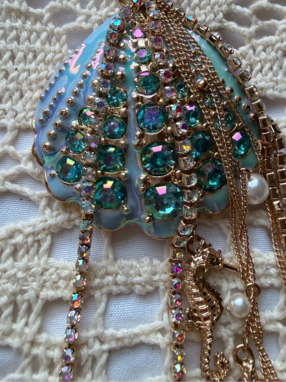Betsey Johnson Mermaid Embellished Shell Pendant Necklace - Picture 3 of 7